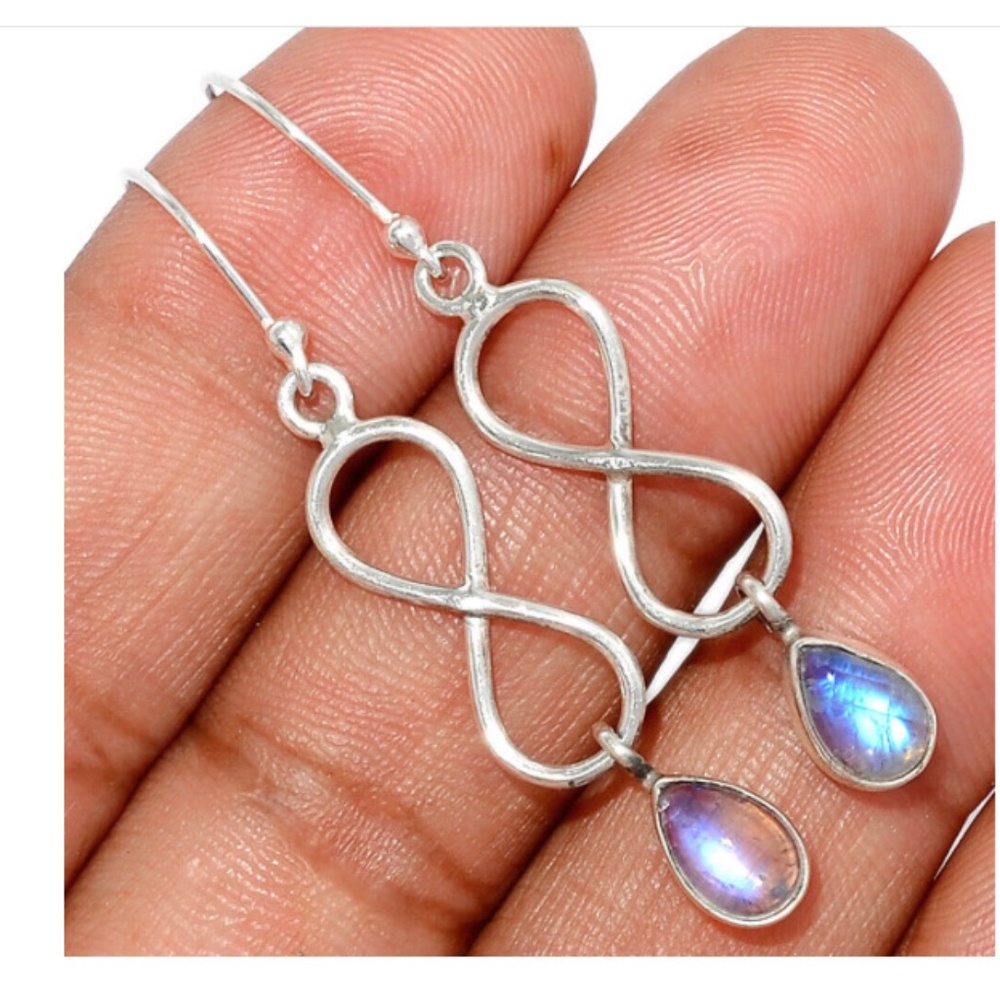 Moonstone Sterling Infinity earrings New !